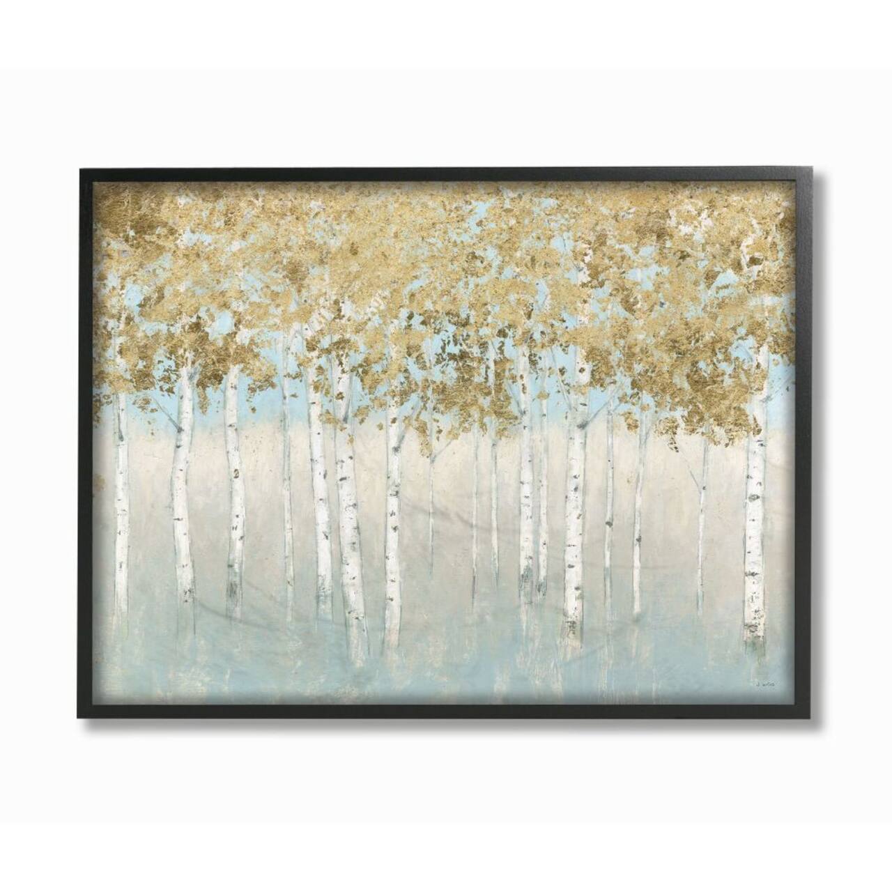 Stupell Industries Abstract Gold Tree Wall Art in Black Frame